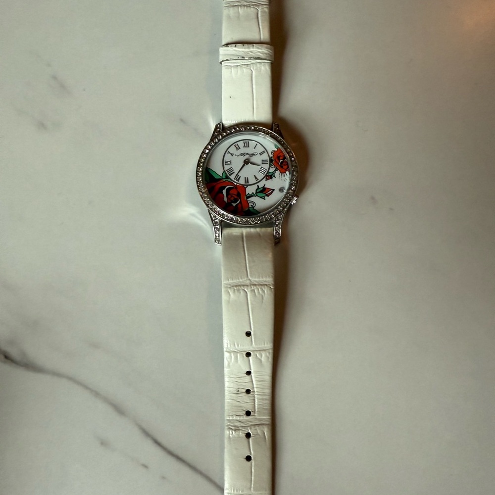 Ed Hardy White and Silver Women's Watch